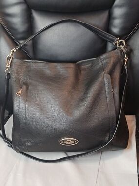 Black Leather Large Scout Hobo Bag by Coach